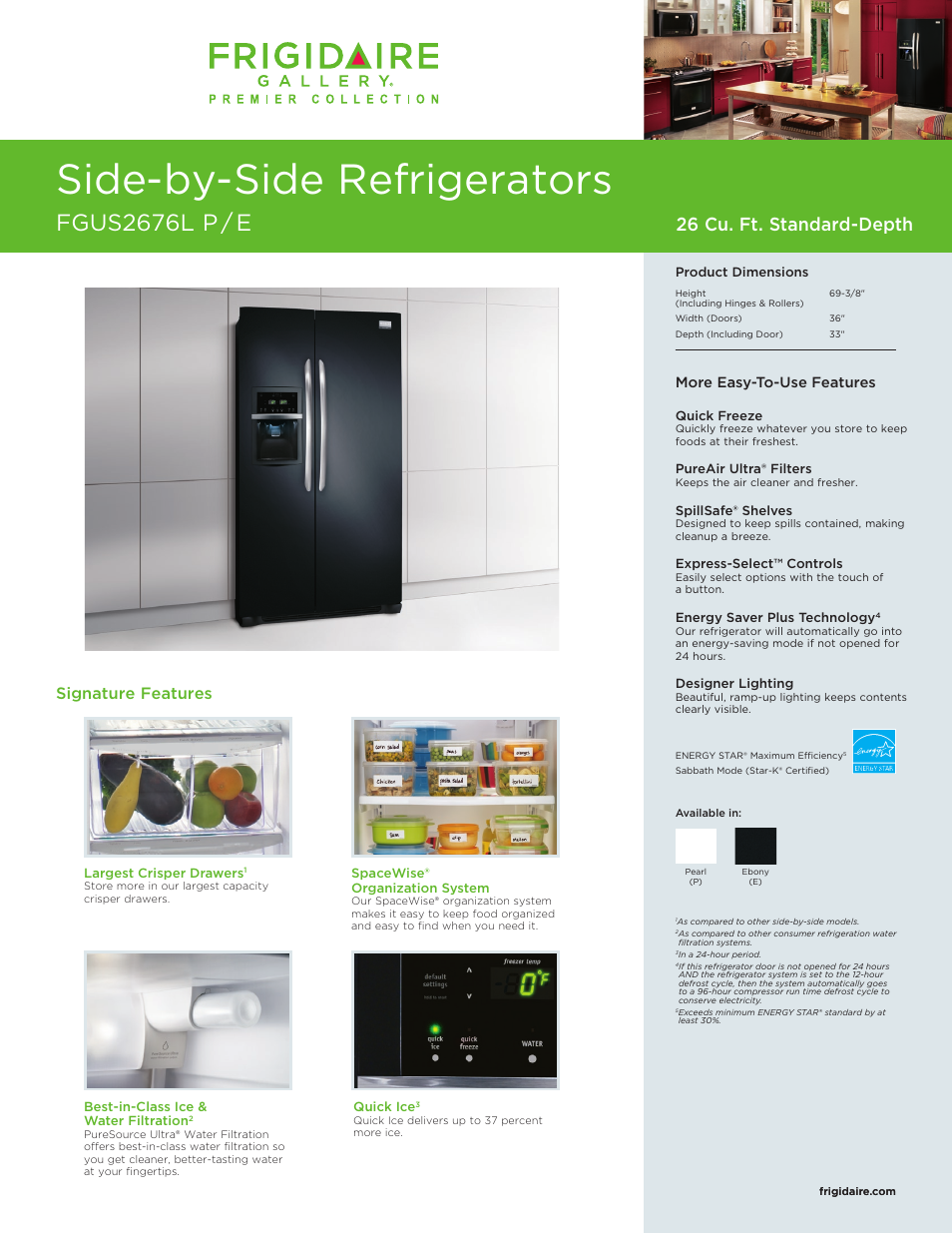 FRIGIDAIRE FGUS2676L User Manual | 3 pages