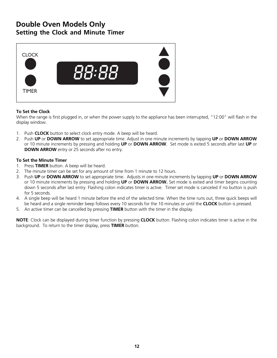 Double oven models only | FRIGIDAIRE Gas Oven User Manual | Page 12 / 20