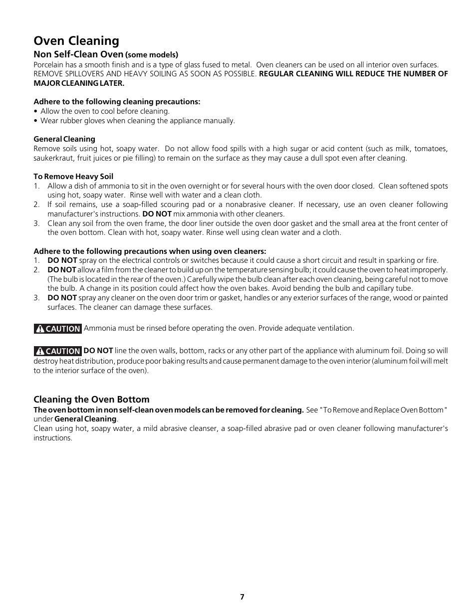 Oven cleaning | FRIGIDAIRE Gas Oven User Manual | Page 7 / 20