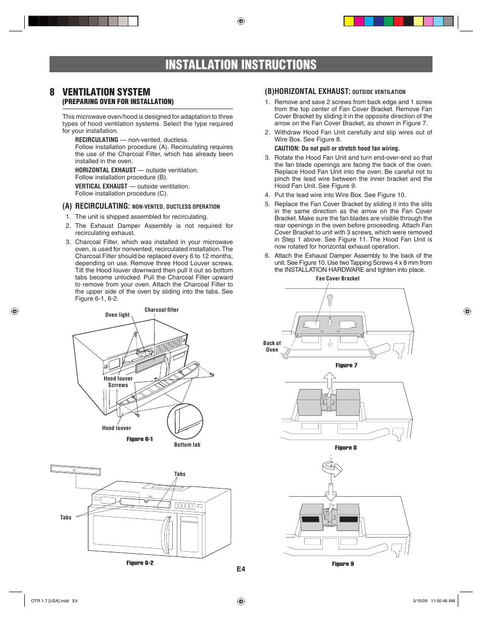 Installation instructions, 8 ventilation system | FRIGIDAIRE 316495062 User Manual | Page 4 / 24