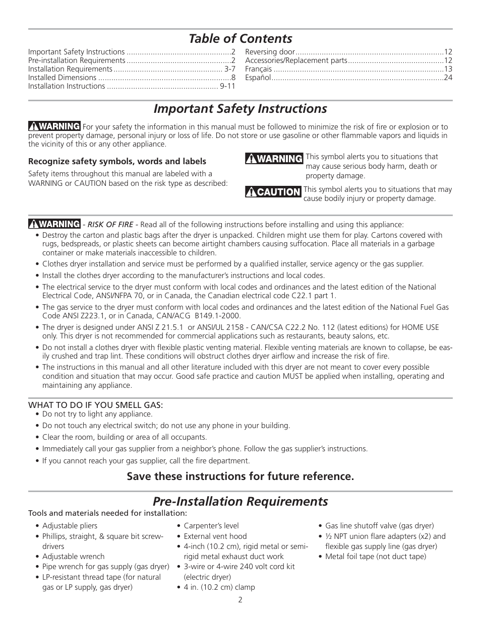 FRIGIDAIRE 137153700B User Manual | Page 2 / 36