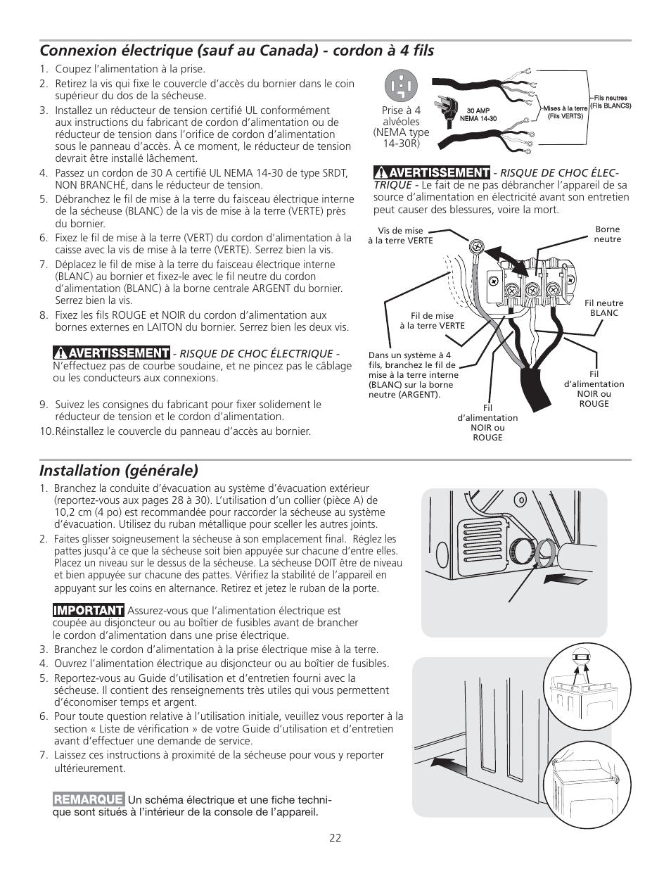Installation (générale) | FRIGIDAIRE 137153700B User Manual | Page 22 / 36