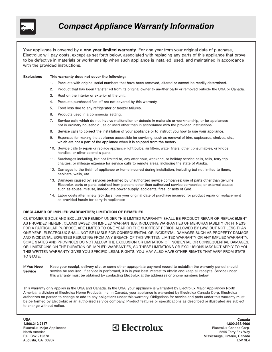 FRIGIDAIRE 316495002 User Manual | Page 20 / 20