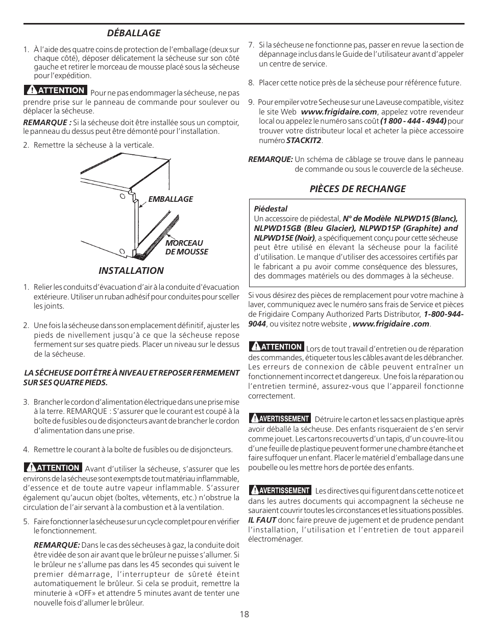FRIGIDAIRE 137101400 User Manual | Page 18 / 35