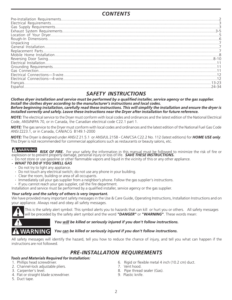 FRIGIDAIRE 137101400 User Manual | Page 2 / 35