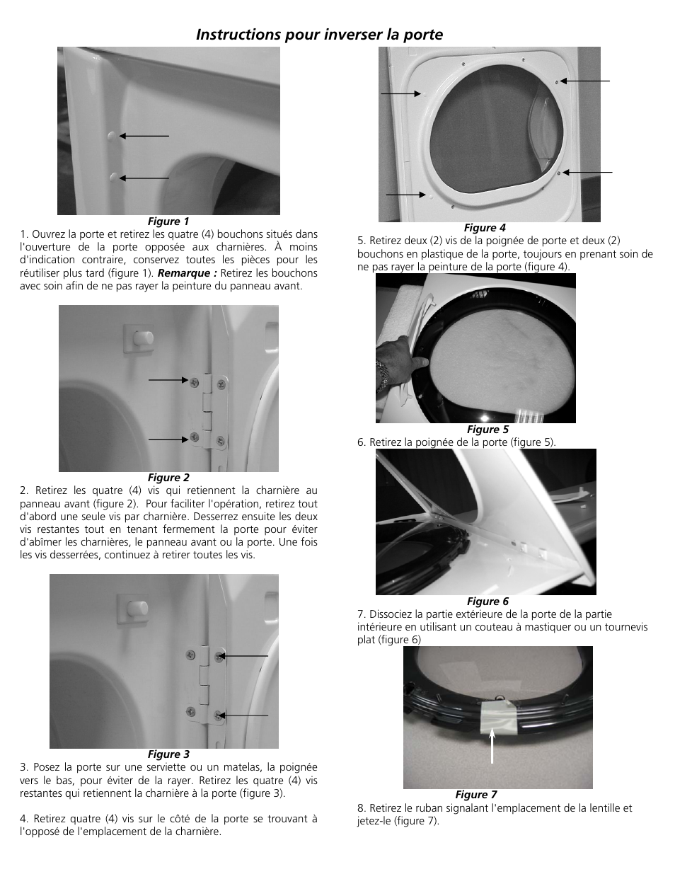 Instructions pour inverser la porte | FRIGIDAIRE 137101400 User Manual | Page 20 / 35