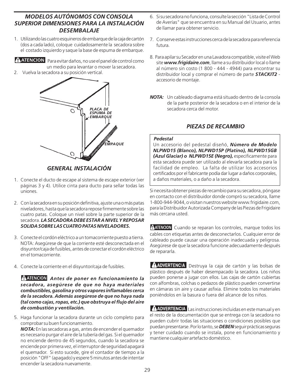 FRIGIDAIRE 137101400 User Manual | Page 29 / 35