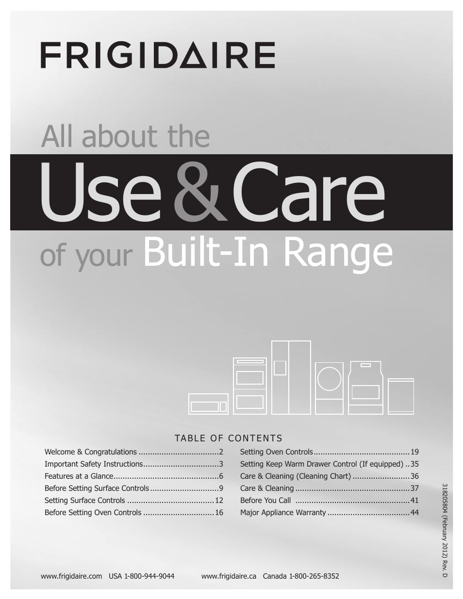 FRIGIDAIRE 318205804 User Manual | 44 pages
