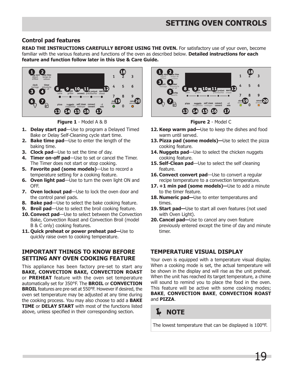 Setting oven controls | FRIGIDAIRE 318205804 User Manual | Page 19 / 44