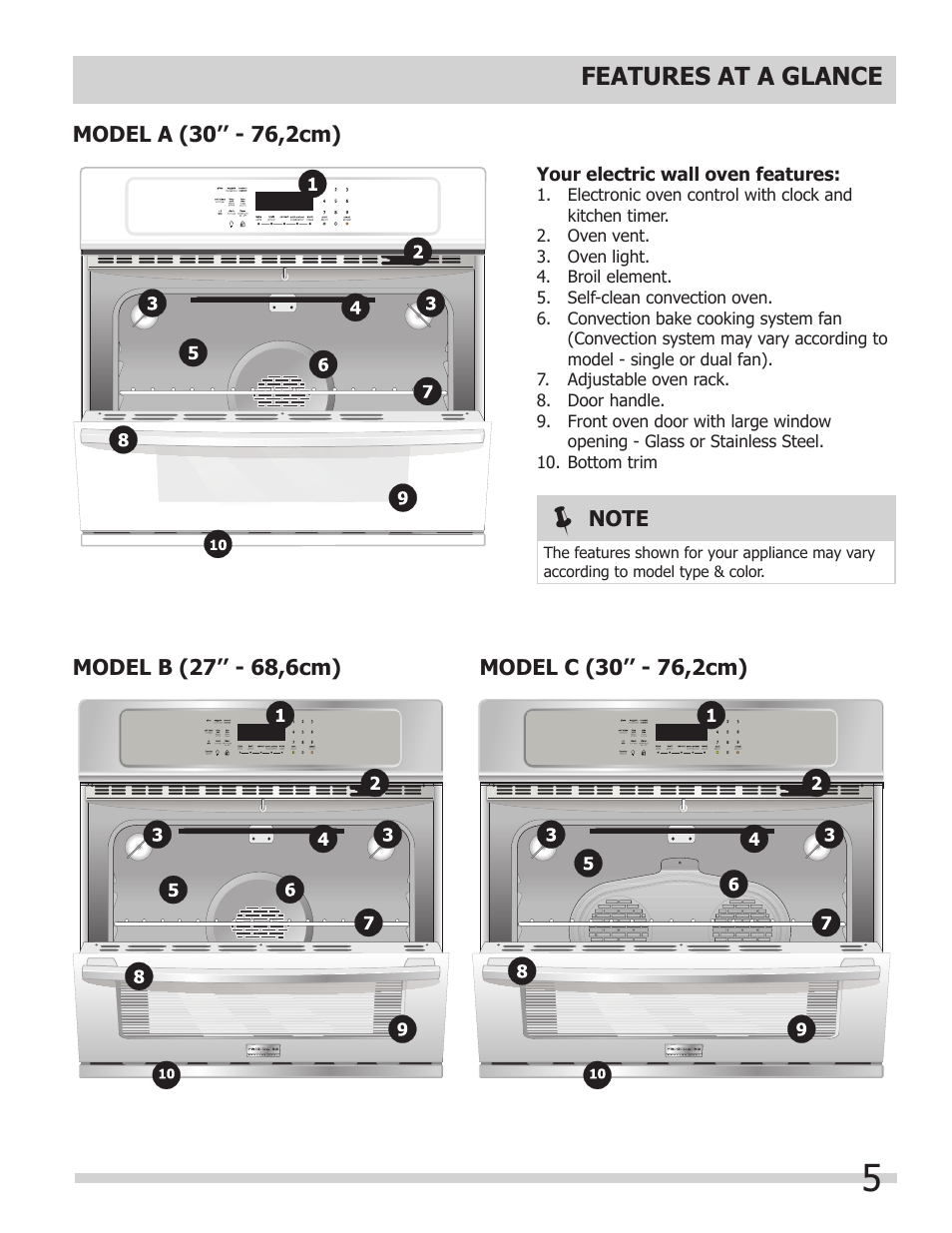 Features at a glance | FRIGIDAIRE 318205302 User Manual | Page 5 / 28