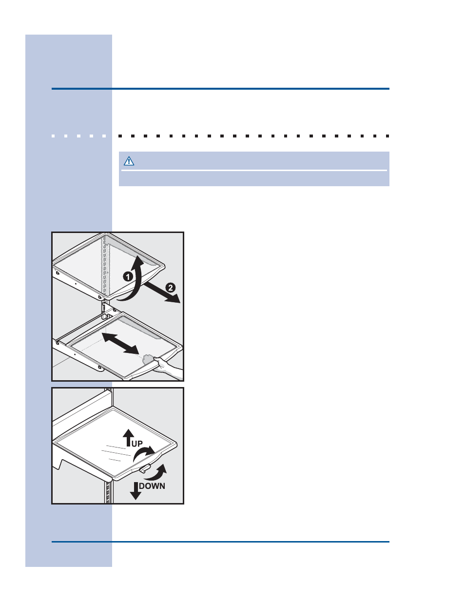 Storage features, Cantilever shelves, Shelf features | Ca caution ution ution ution ution | FRIGIDAIRE 241540100 (1203) User Manual | Page 16 / 40