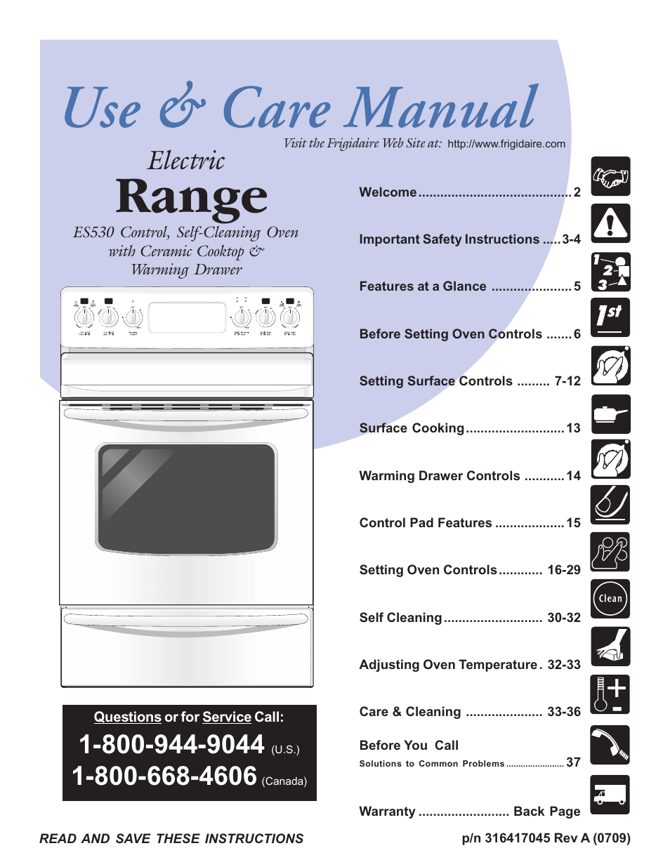 FRIGIDAIRE ES530 User Manual | 40 pages