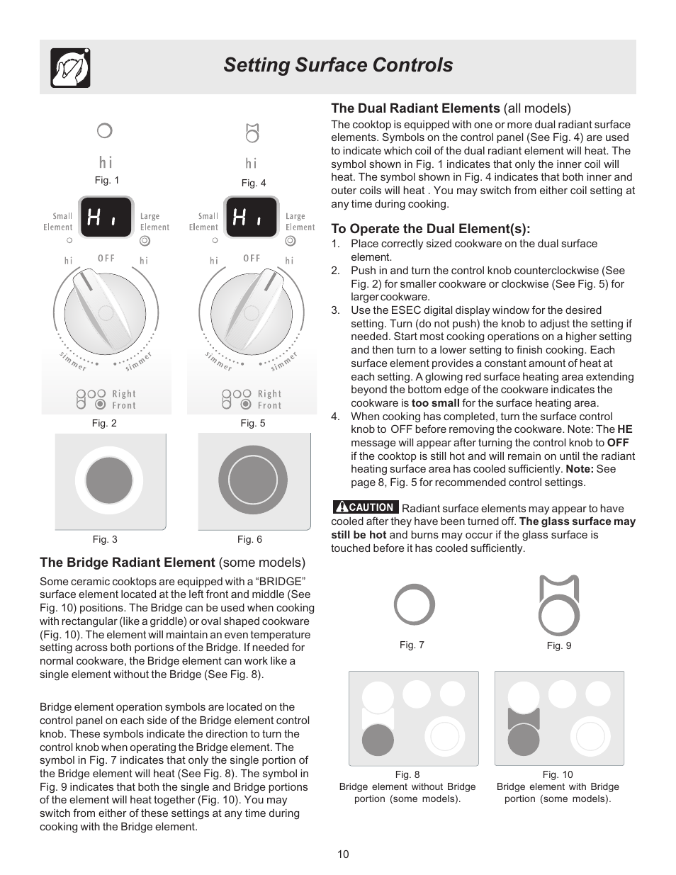 Setting surface controls | FRIGIDAIRE ES530 User Manual | Page 10 / 40