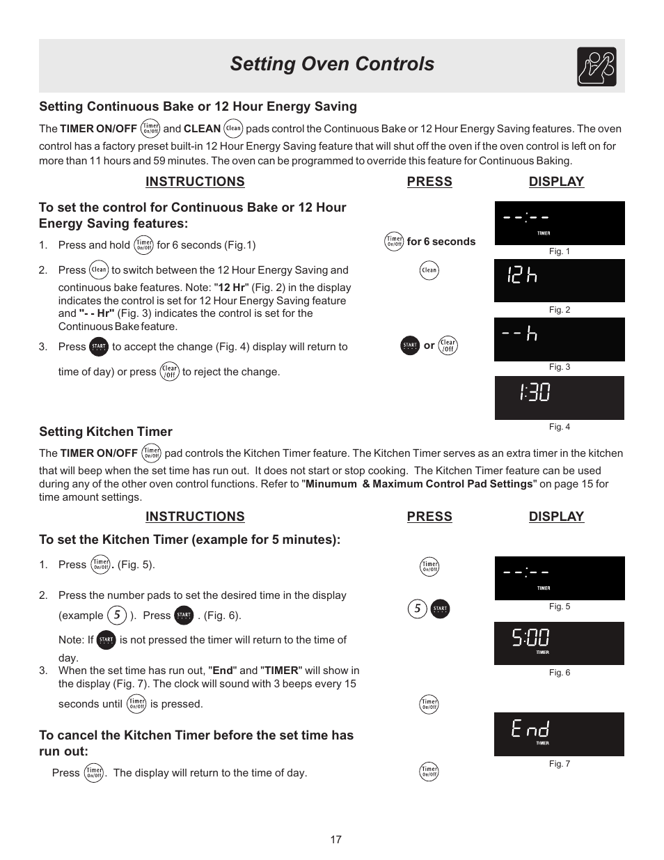 Setting oven controls | FRIGIDAIRE ES530 User Manual | Page 17 / 40