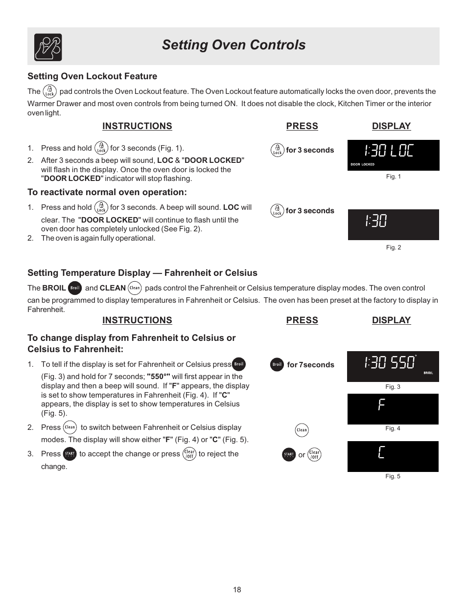 Setting oven controls | FRIGIDAIRE ES530 User Manual | Page 18 / 40