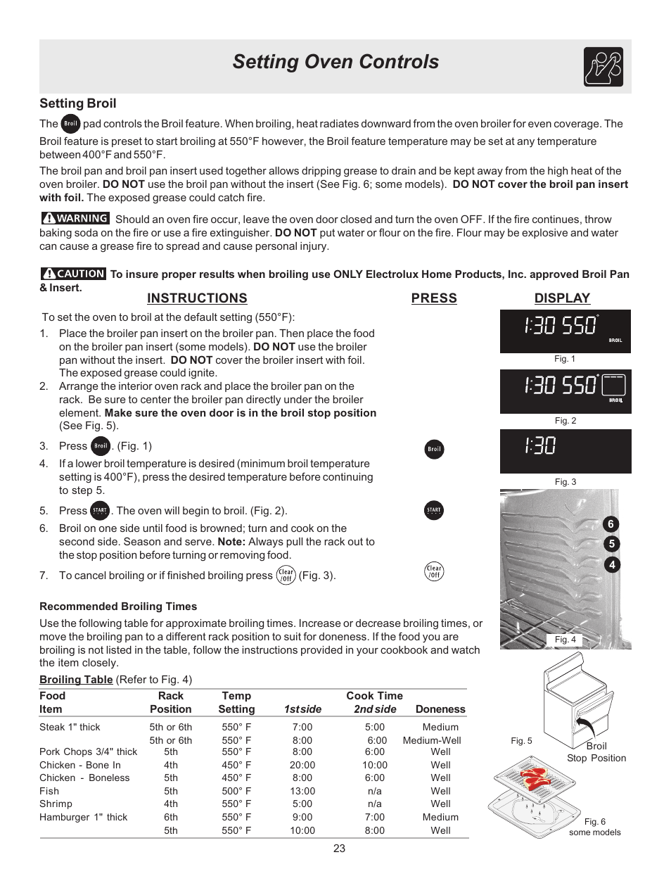 Setting oven controls | FRIGIDAIRE ES530 User Manual | Page 23 / 40