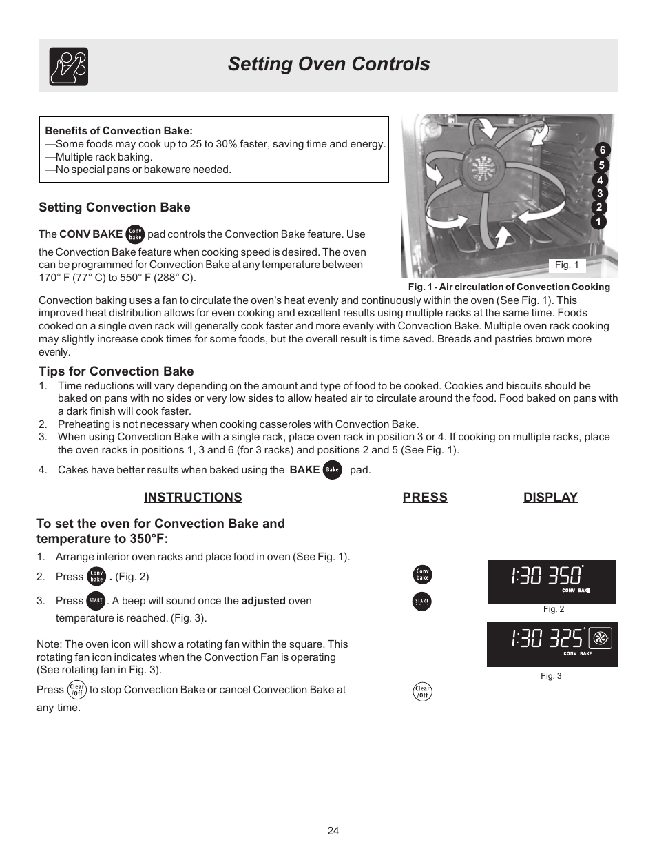 Setting oven controls | FRIGIDAIRE ES530 User Manual | Page 24 / 40