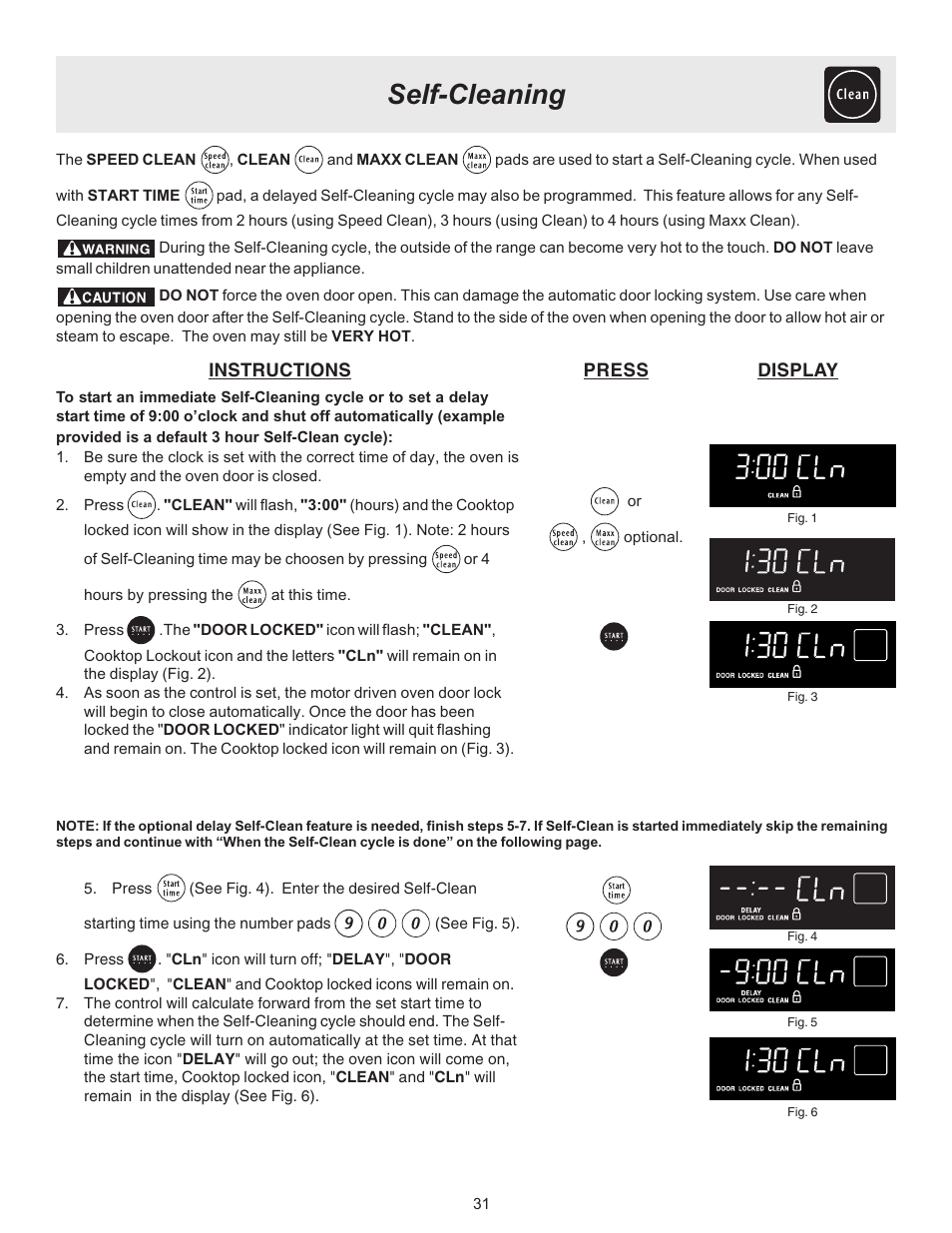 Self-cleaning | FRIGIDAIRE ES530 User Manual | Page 31 / 40