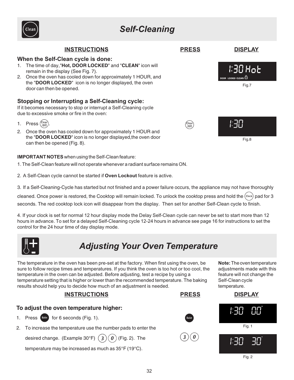 Adjusting your oven temperature, Self-cleaning | FRIGIDAIRE ES530 User Manual | Page 32 / 40