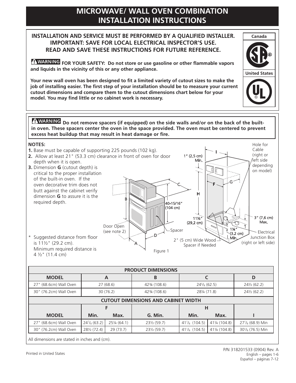 FRIGIDAIRE 318201533 User Manual | 12 pages