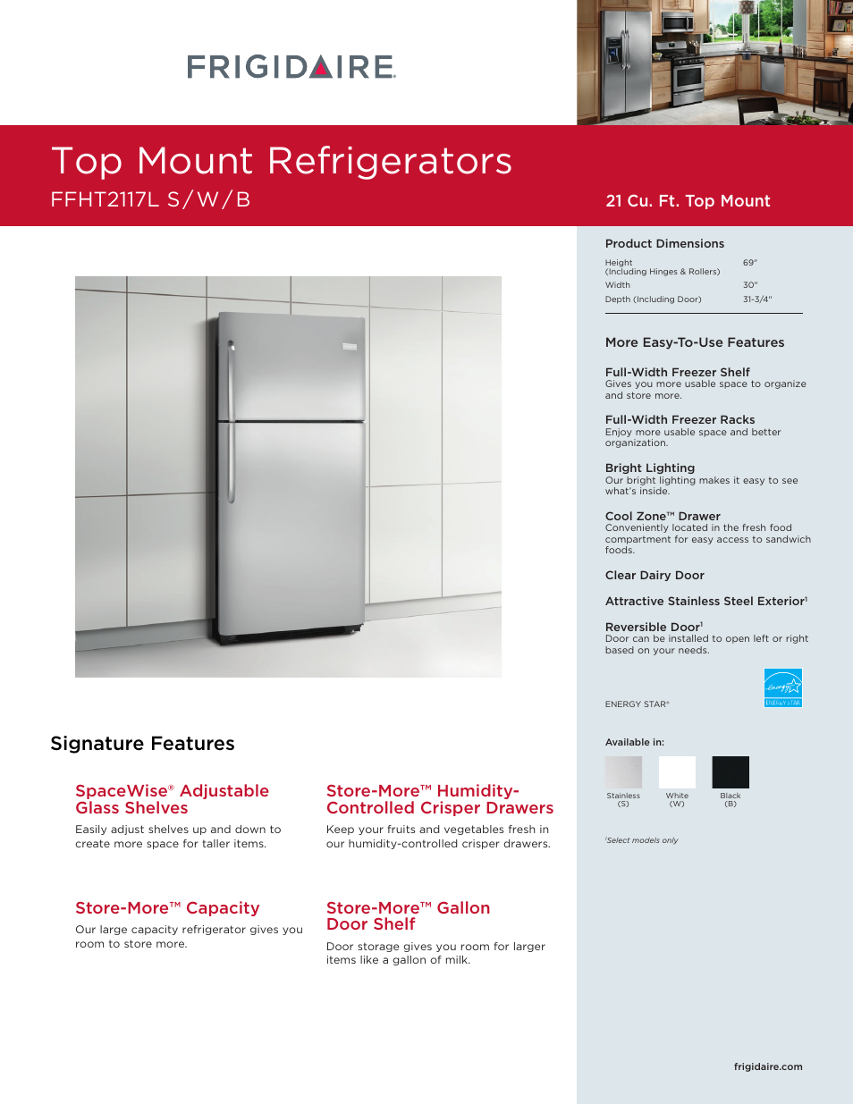 FRIGIDAIRE FFHT2117L User Manual | 4 pages