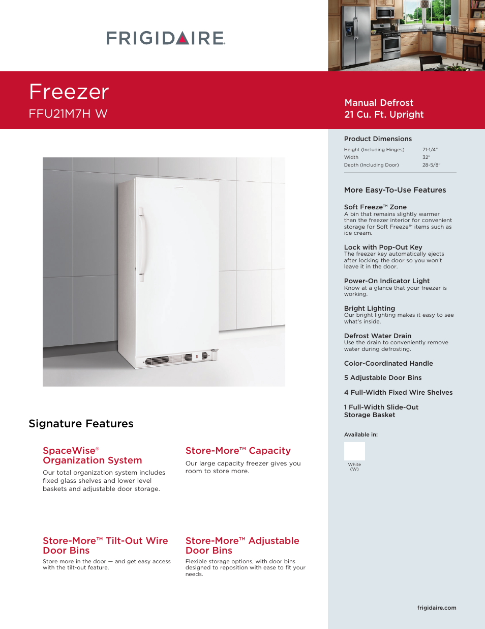 FRIGIDAIRE FFU21M7HW User Manual | 2 pages