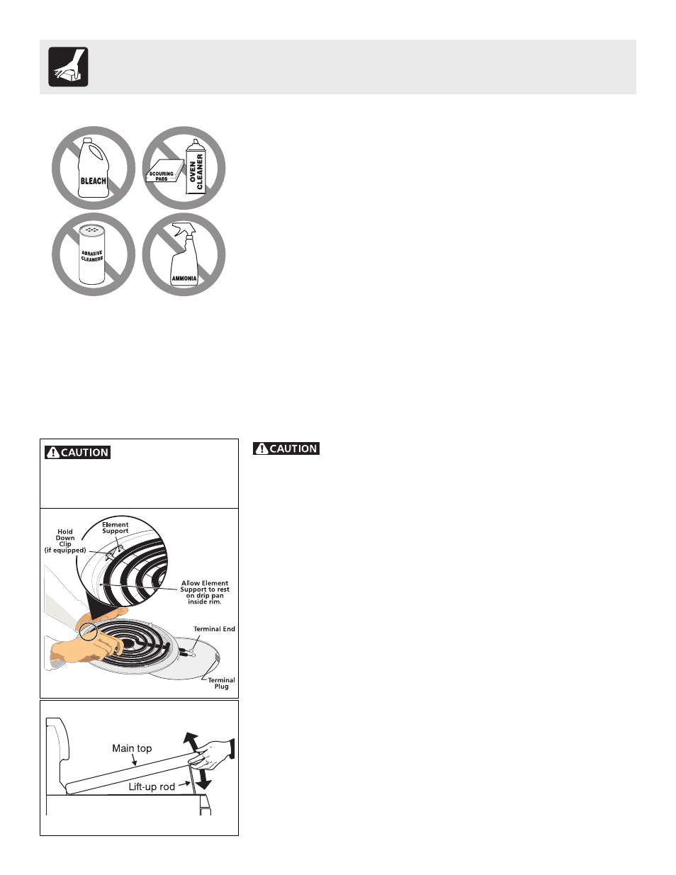 Care & cleaning, Cleaning recommendations for coil element cooktop, Care and cleaning of stainless steel (some models) | FRIGIDAIRE 316257114 User Manual | Page 14 / 20
