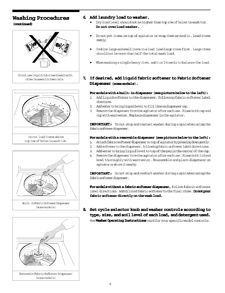 61 addlaundxy load to washer, Wslshing procedures | FRIGIDAIRE Washer/Dryer User Manual | Page 6 / 16