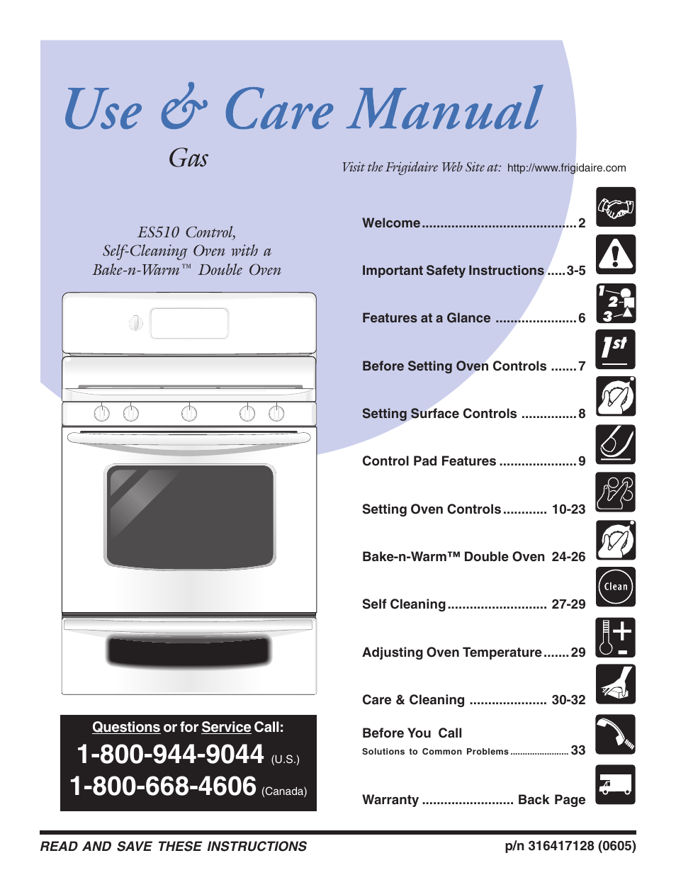 FRIGIDAIRE 316417128 User Manual | 36 pages