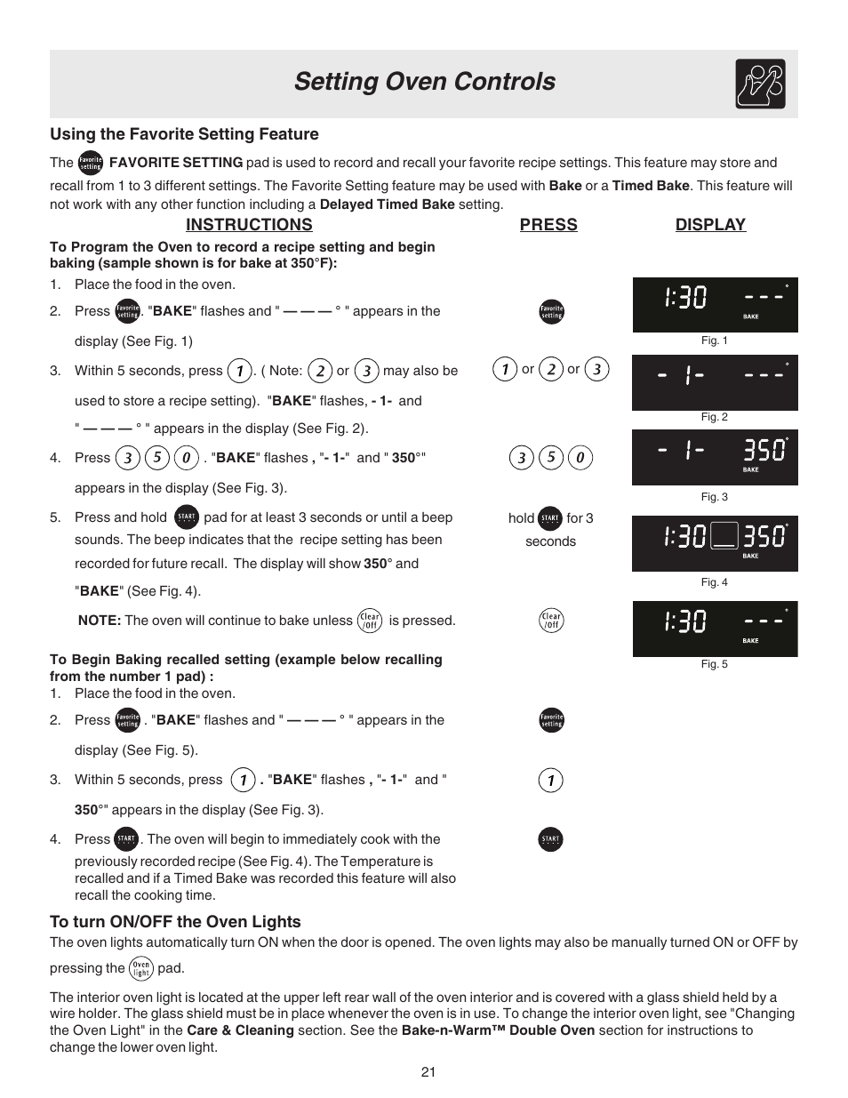 Setting oven controls | FRIGIDAIRE 316417128 User Manual | Page 21 / 36