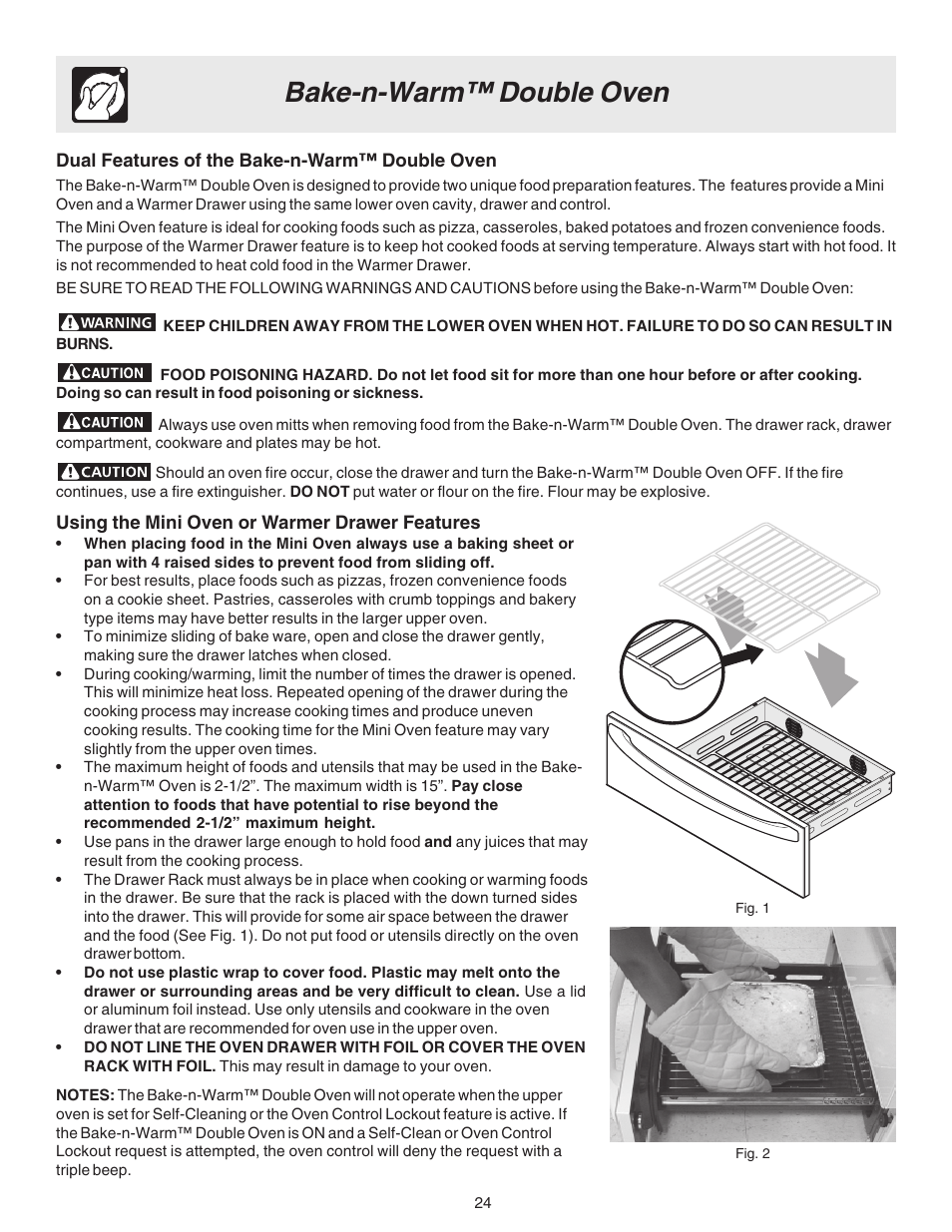Bake-n-warm™ double oven | FRIGIDAIRE 316417128 User Manual | Page 24 / 36