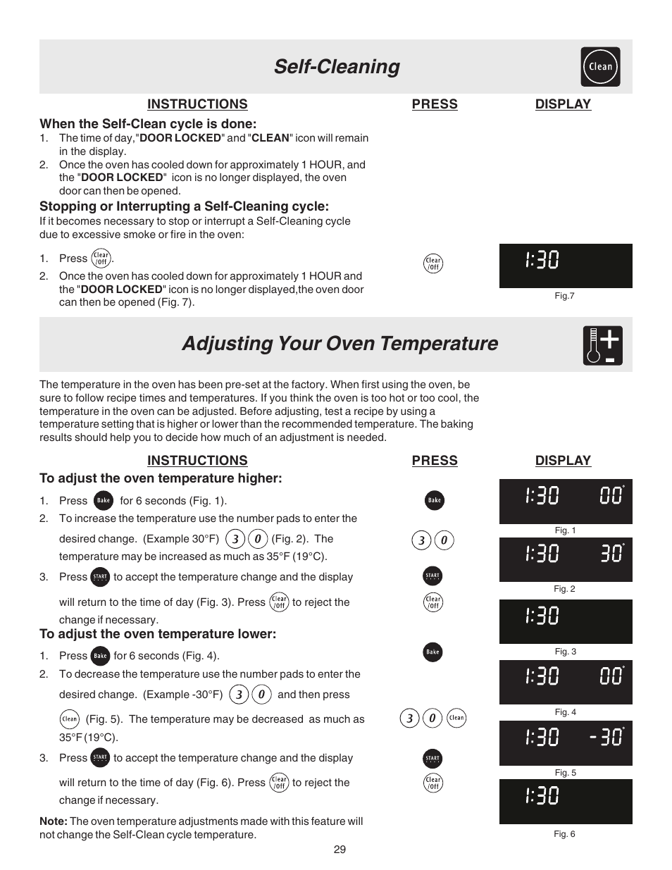 Self-cleaning, Adjusting your oven temperature | FRIGIDAIRE 316417128 User Manual | Page 29 / 36