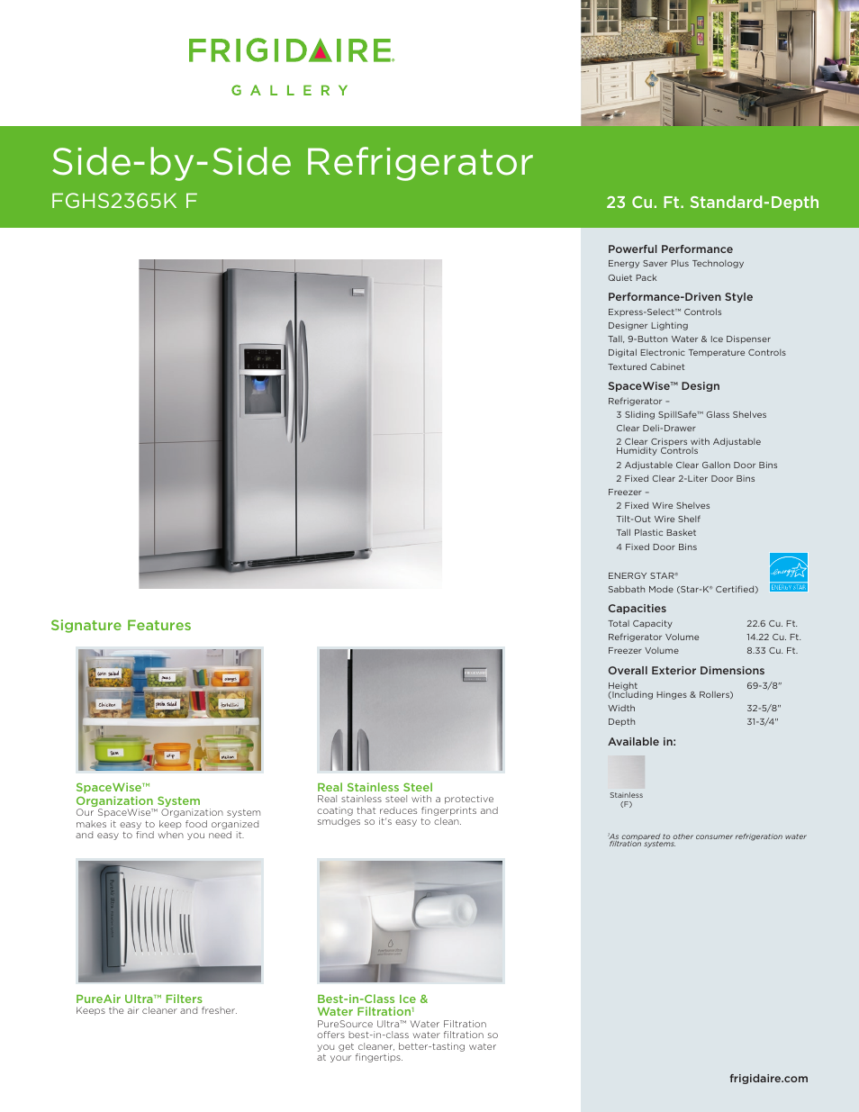 FRIGIDAIRE FGHS2365KF User Manual | 2 pages