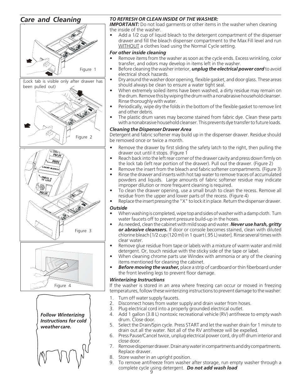 Care and cleaning | FRIGIDAIRE 134849000A User Manual | Page 9 / 11