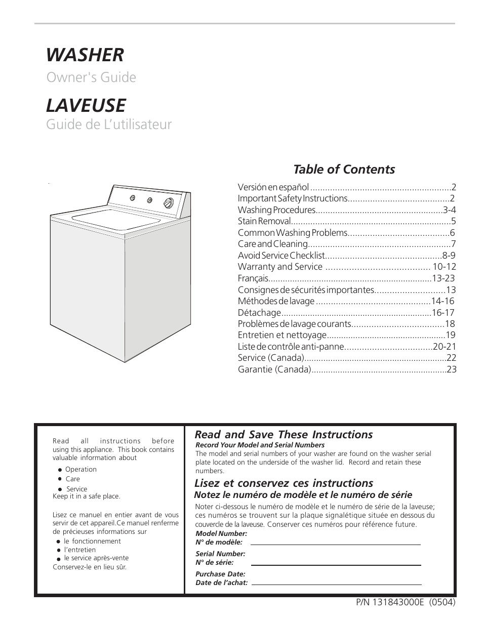 FRIGIDAIRE 131843000E User Manual | 12 pages