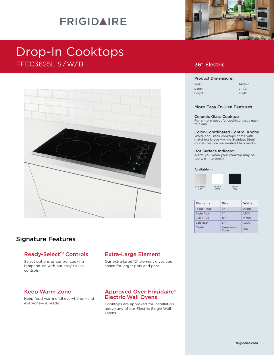 FRIGIDAIRE FFEC3625L User Manual | 3 pages