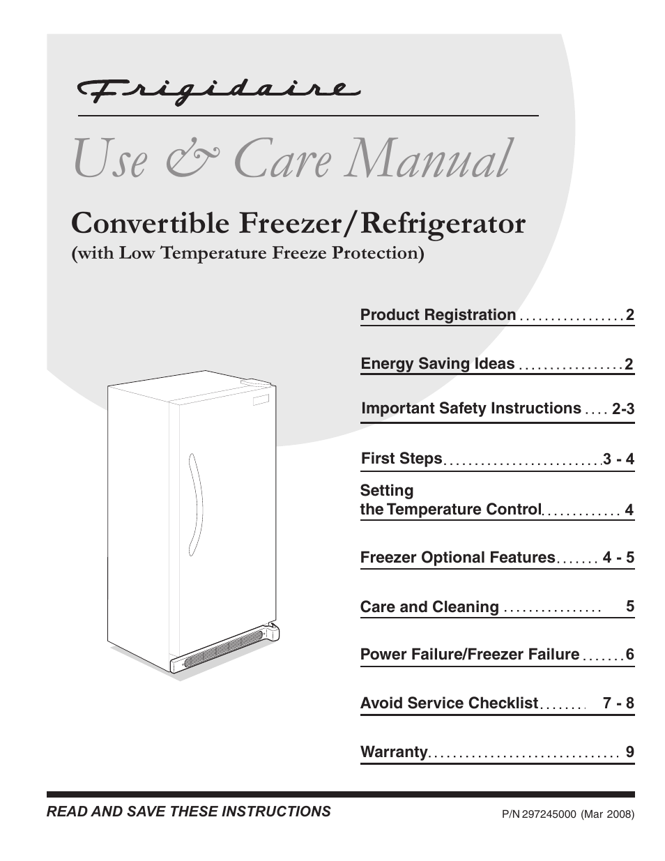 FRIGIDAIRE 297245000 User Manual | 9 pages