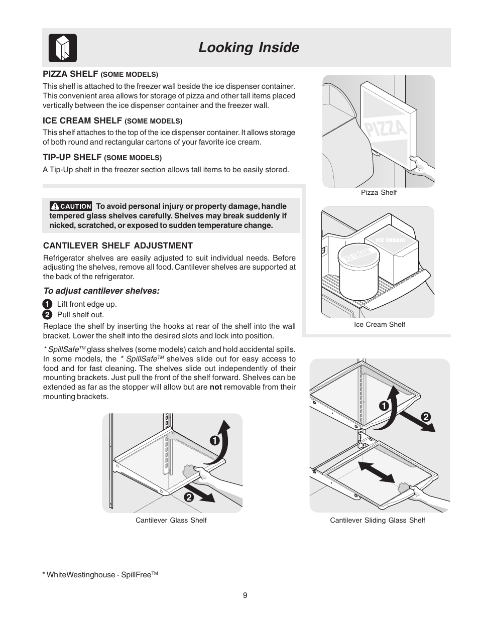 Looking inside | Electrolux Side by Side Regrigerator User Manual | Page 9 / 25