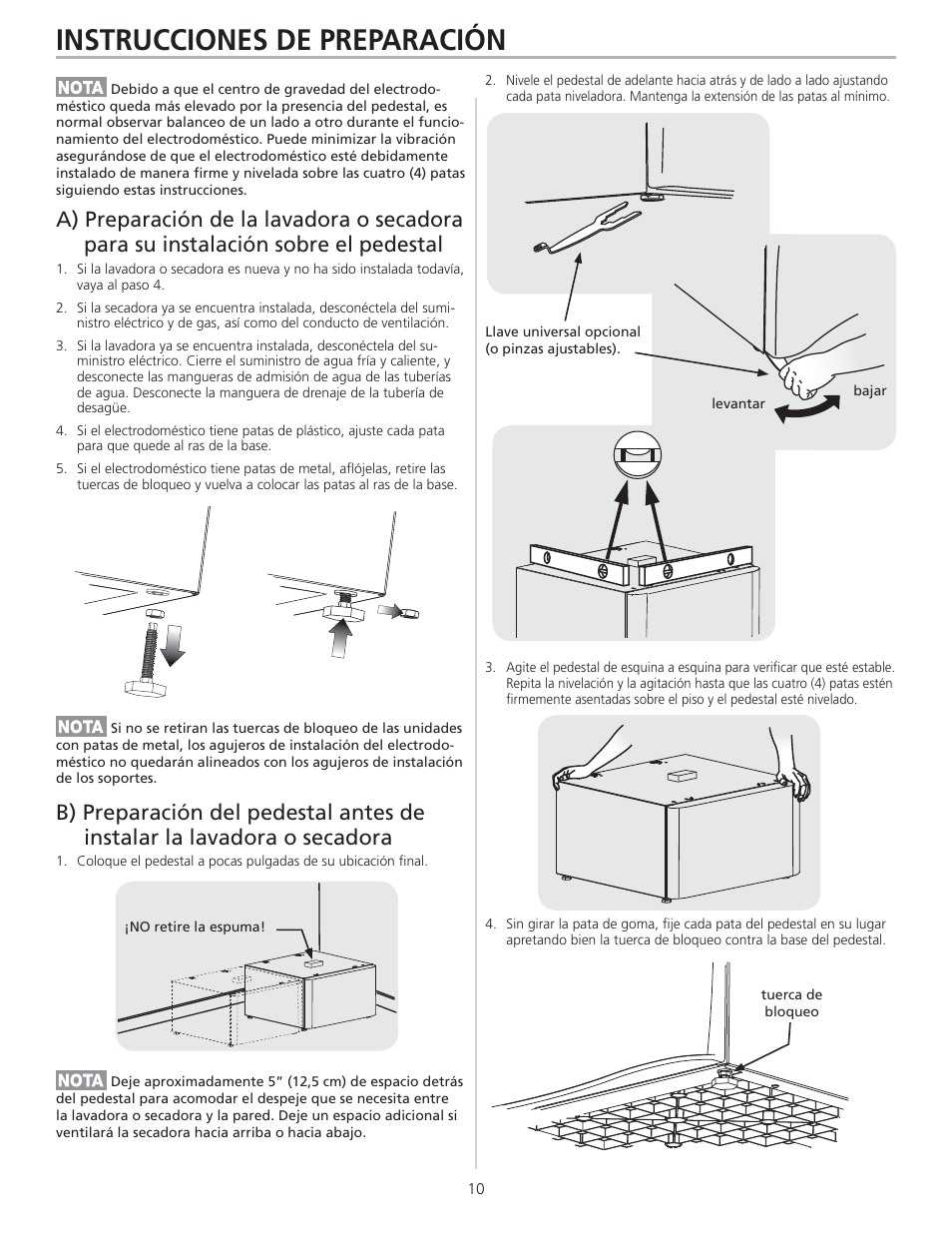 Instrucciones de preparación | FRIGIDAIRE 137147900 A User Manual | Page 10 / 16