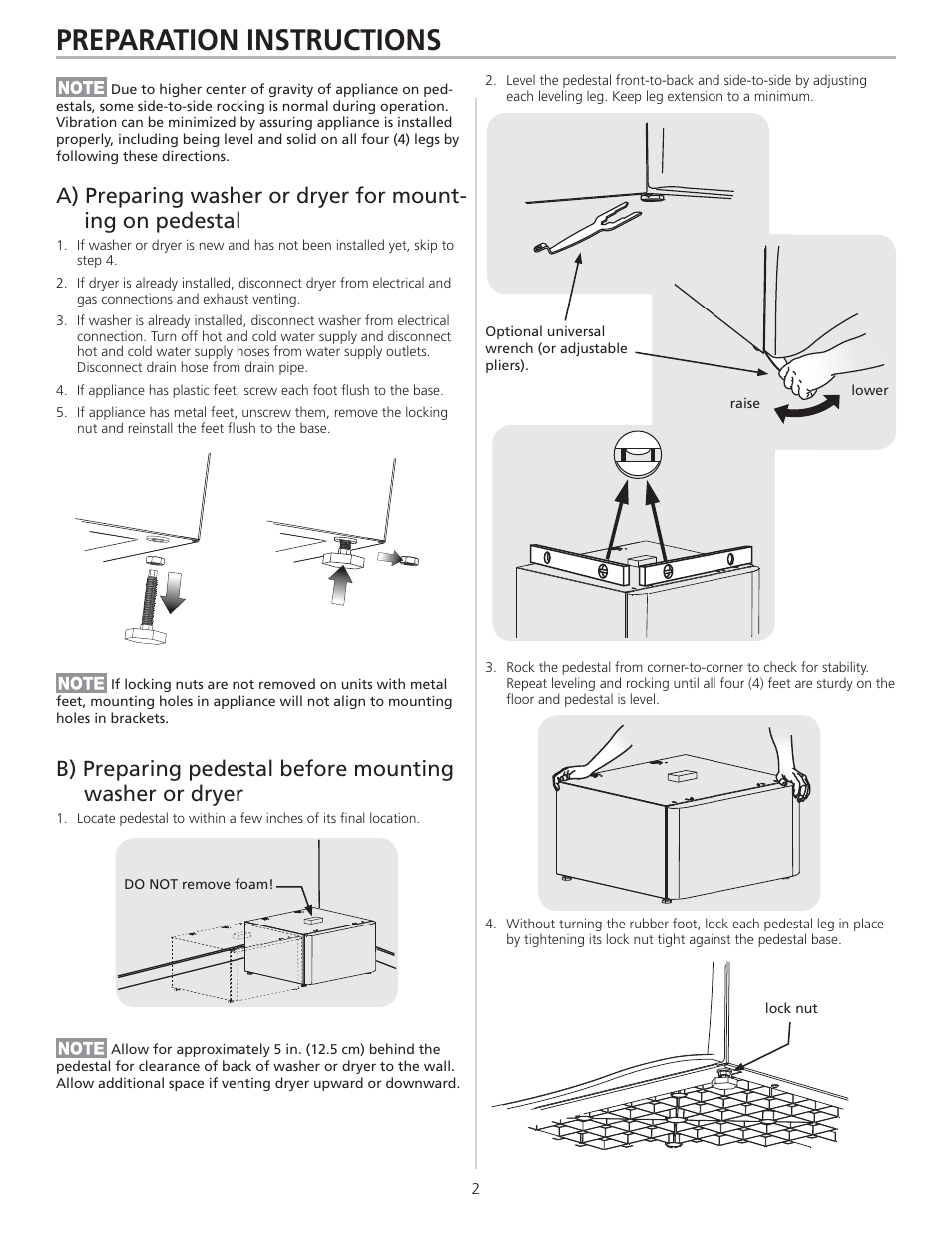 Preparation instructions | FRIGIDAIRE 137147900 A User Manual | Page 2 / 16