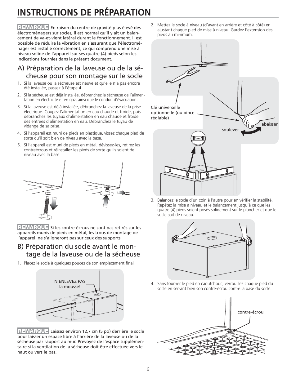 Instructions de préparation | FRIGIDAIRE 137147900 A User Manual | Page 6 / 16