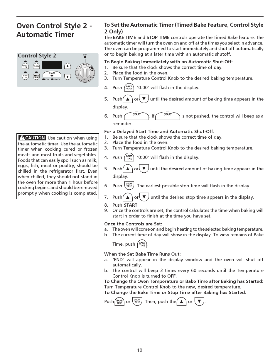 Oven control style 2 - automatic timer | FRIGIDAIRE 316135917 User Manual | Page 10 / 20