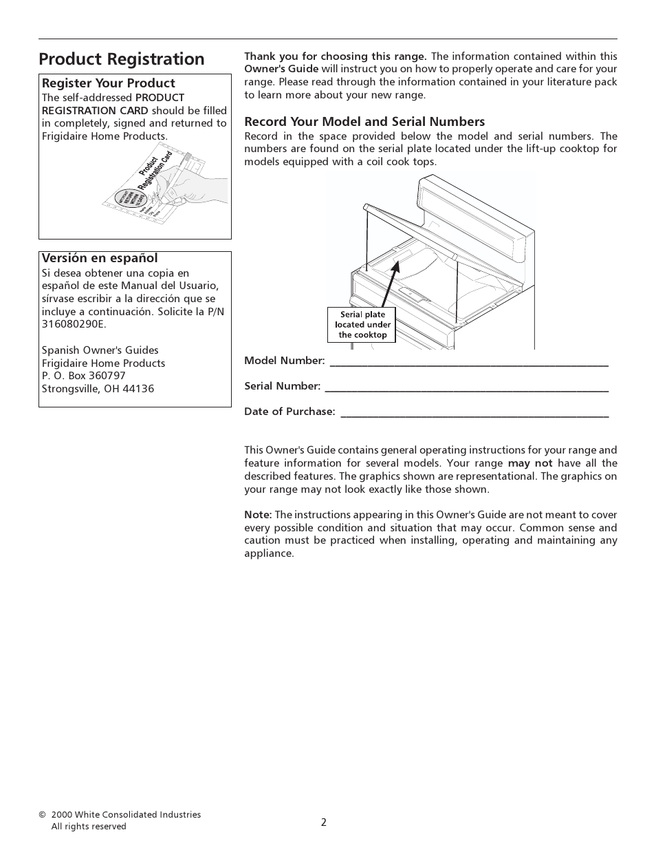 Product registration | FRIGIDAIRE 316135917 User Manual | Page 2 / 20