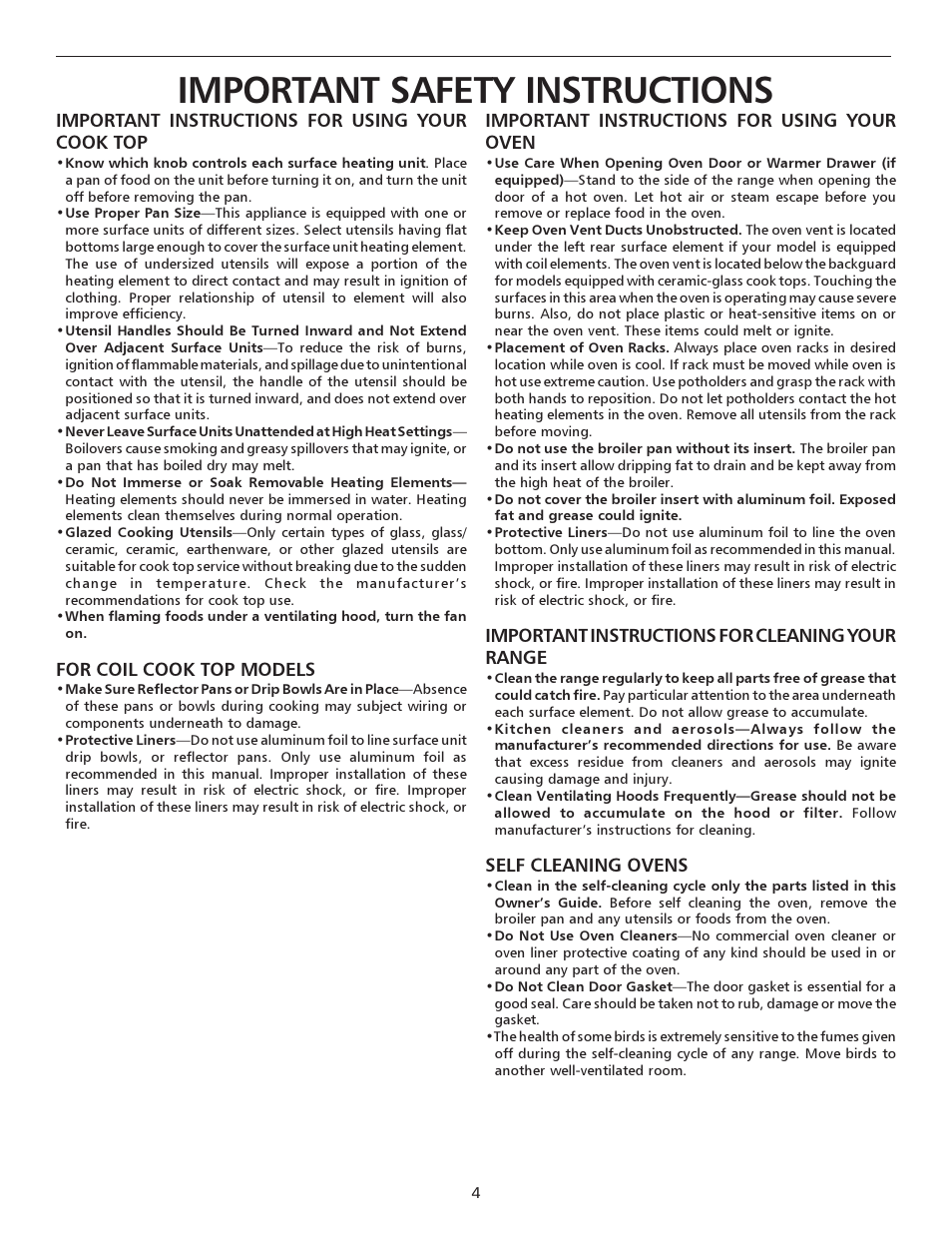 Important safety instructions | FRIGIDAIRE 316135917 User Manual | Page 4 / 20