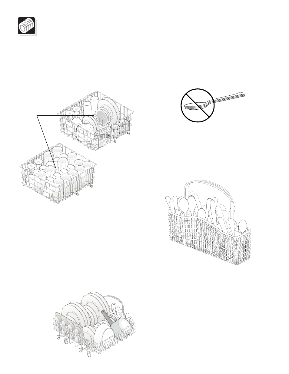 Preparing and loading dishes, Loading the silverware basket, Adding a dish | Loading the bottom rack | FRIGIDAIRE 800 User Manual | Page 8 / 16