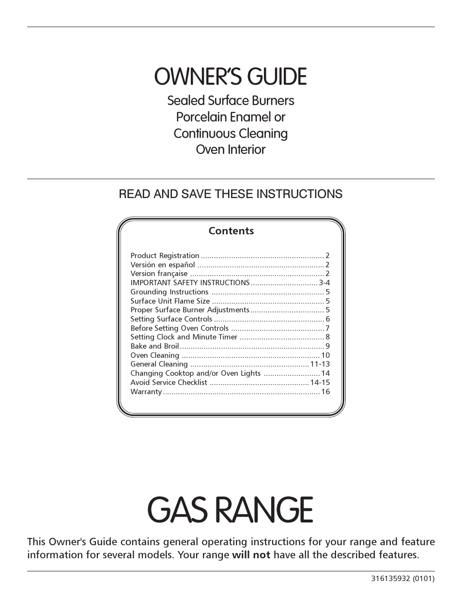 FRIGIDAIRE 316135932 User Manual | 16 pages