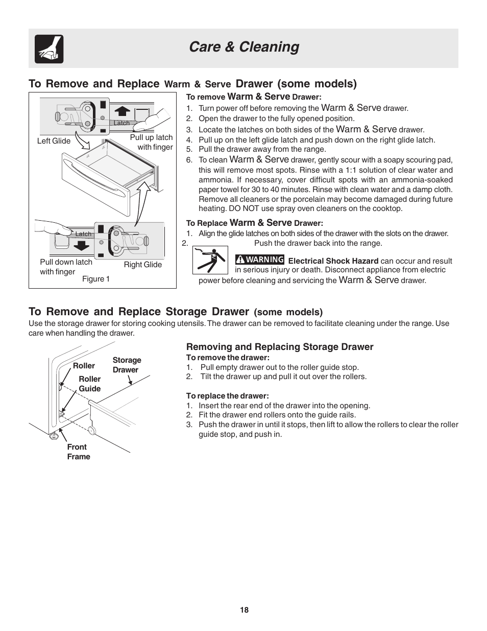 Care & cleaning, Drawer (some models) | FRIGIDAIRE 318203858 User Manual | Page 18 / 22
