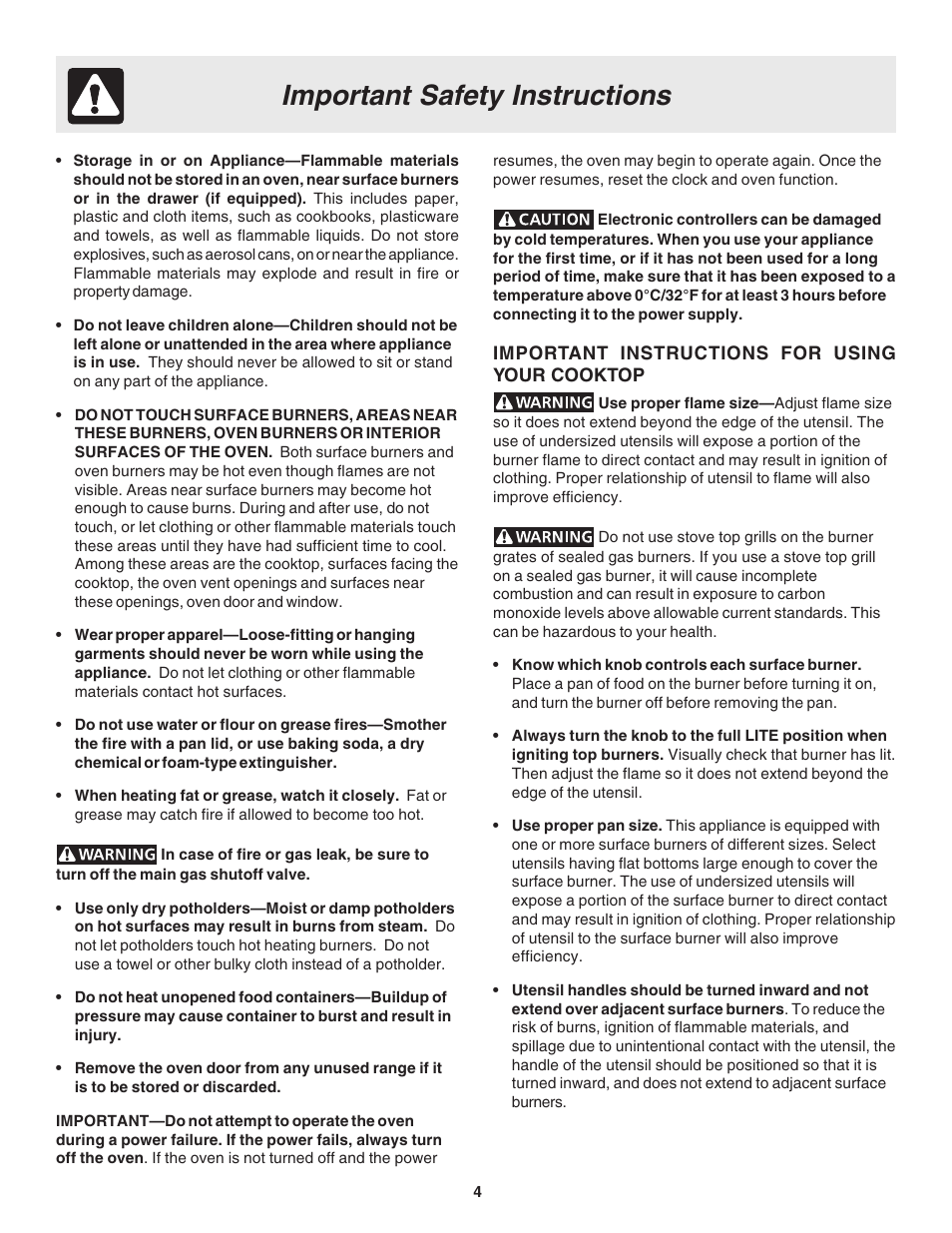 Important safety instructions | FRIGIDAIRE 318203858 User Manual | Page 4 / 22