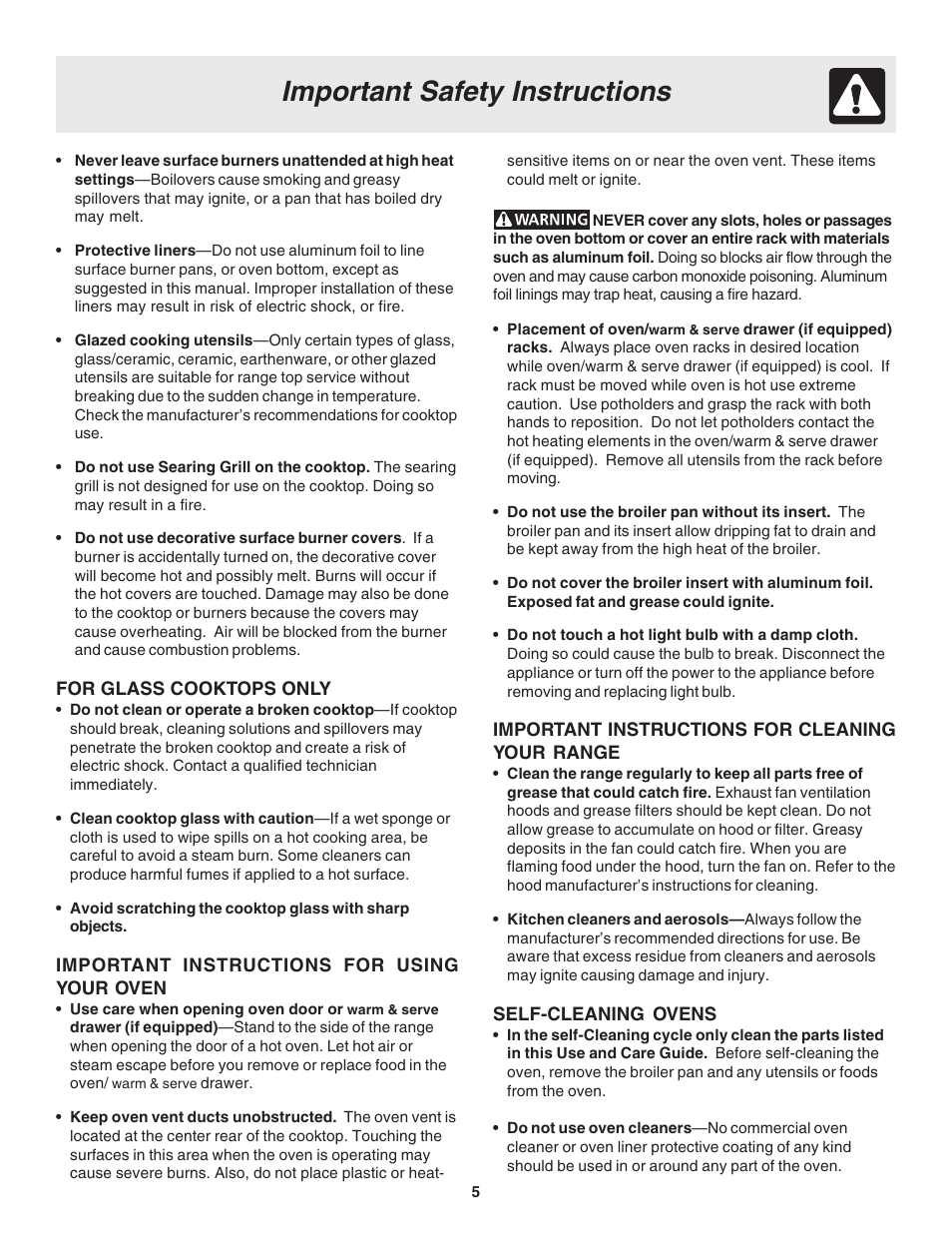 Important safety instructions | FRIGIDAIRE 318203858 User Manual | Page 5 / 22