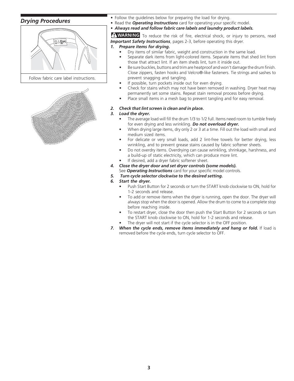 Drying procedures | FRIGIDAIRE 134671200A User Manual | Page 3 / 7